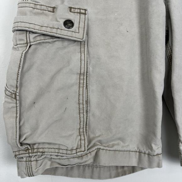 DISTRESSED- Carhartt Men's Size 31 Relaxed Fit Work Cargo Shorts Tan Khaki Beige - Picture 9 of 14